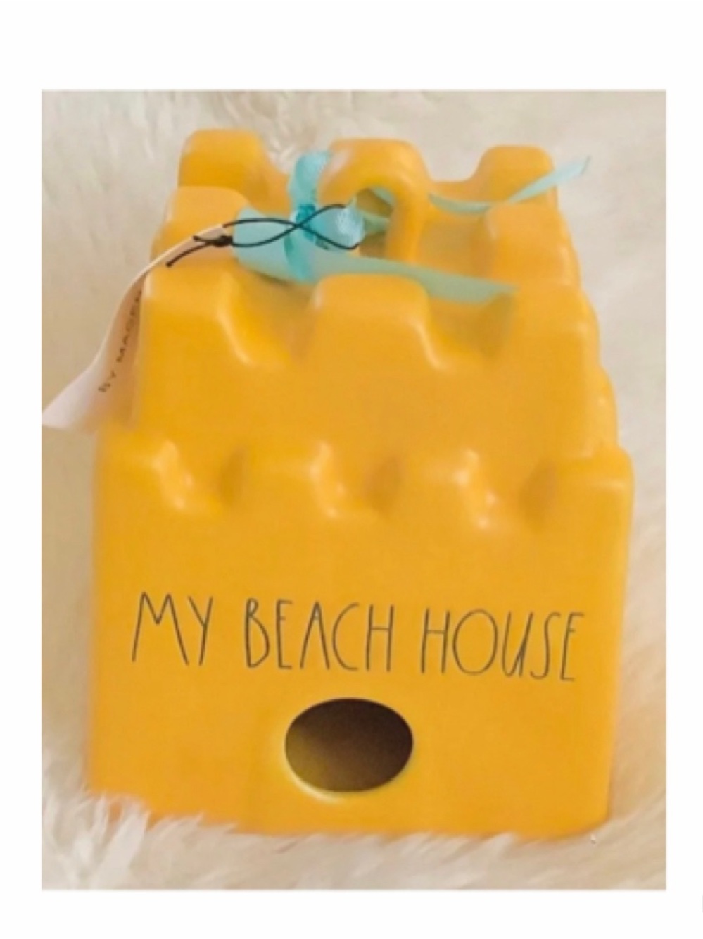 NEW Rae Dunn Yellow MY BEACH HOUSE Sandcastle Birdhouse